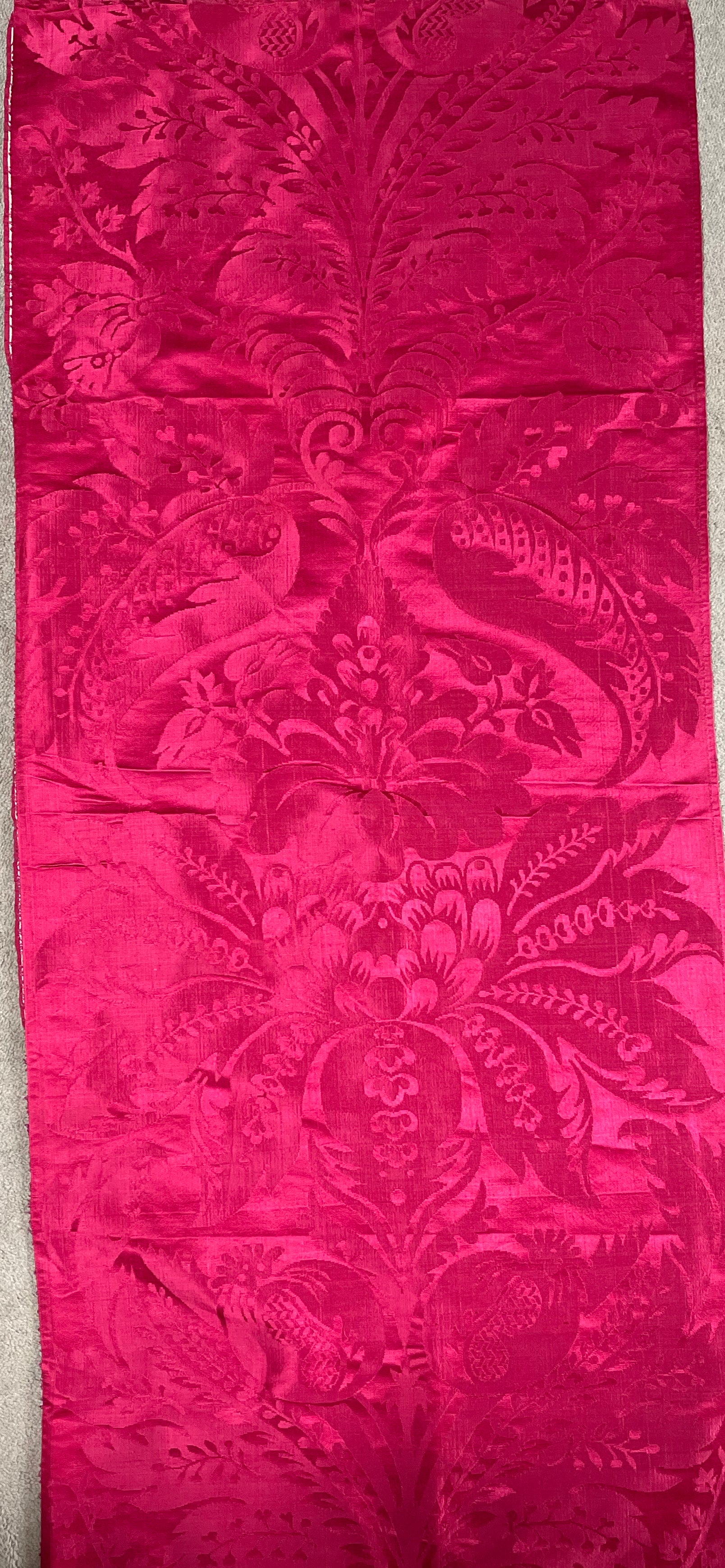 Antique French Silk Damask Pomegrantes