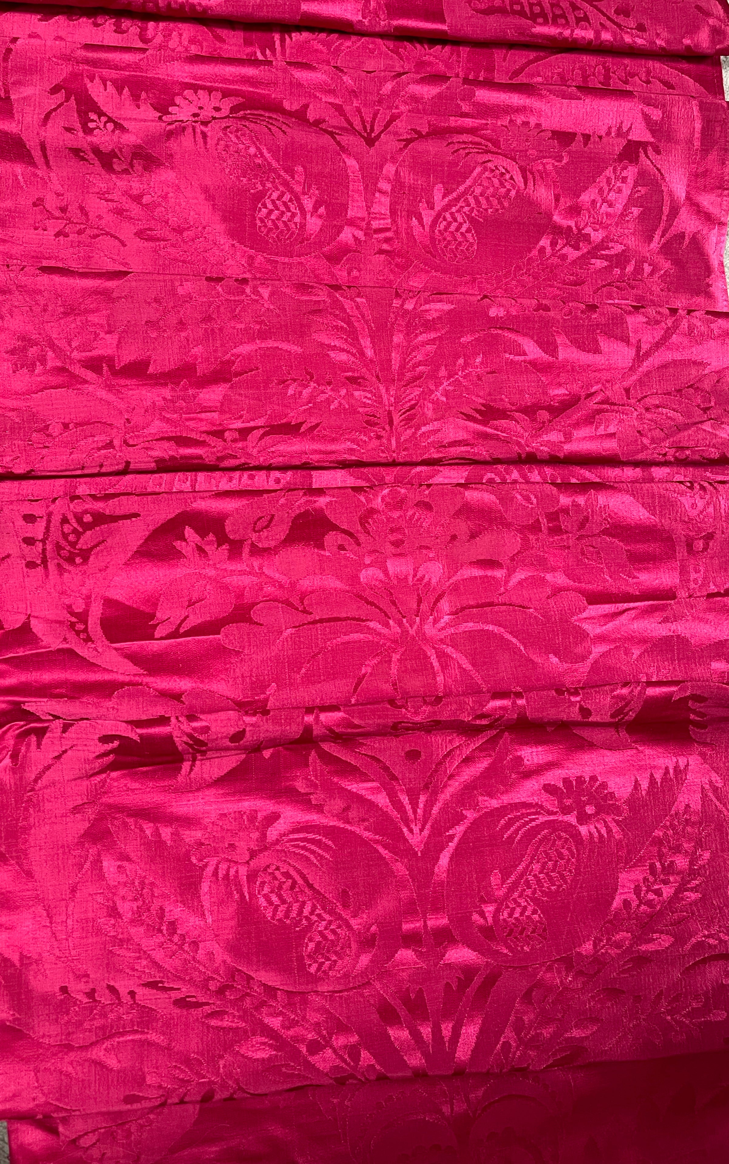 Antique French Silk Damask Pomegrantes