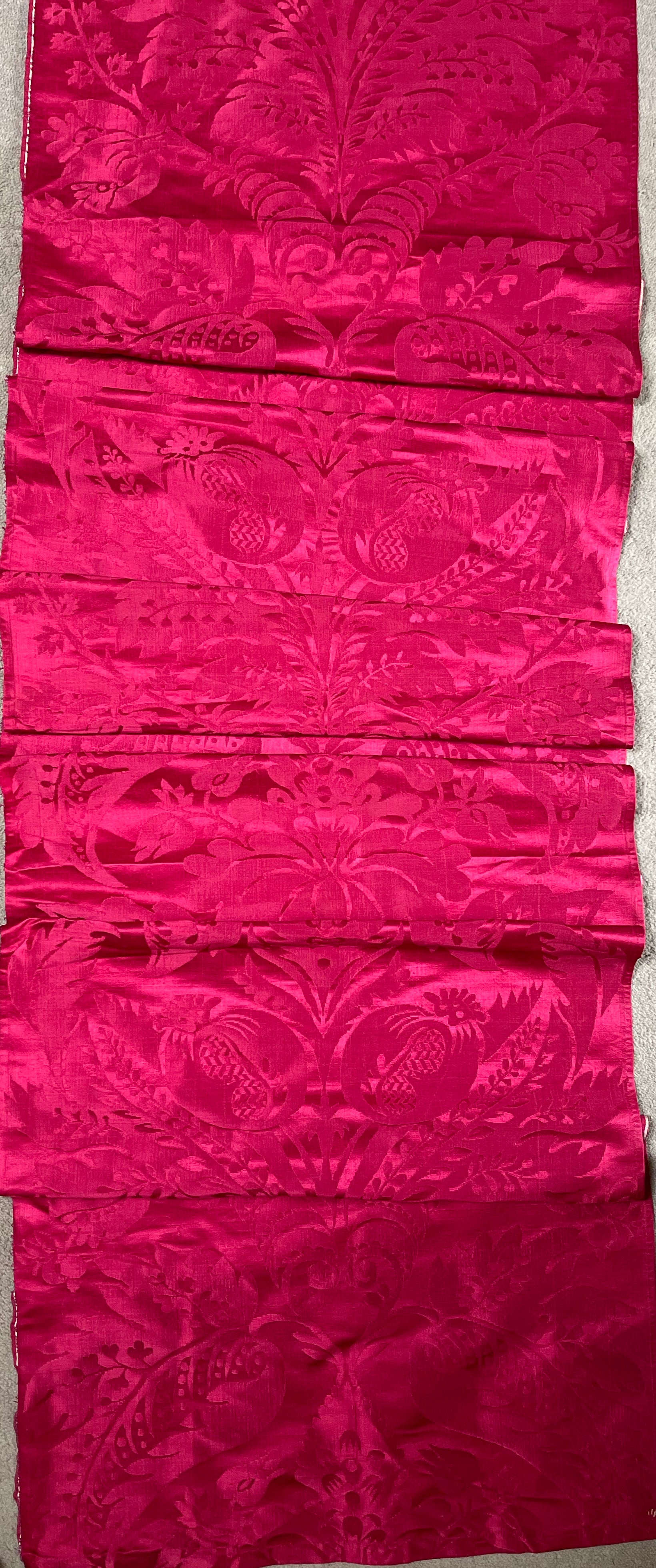 Antique French Silk Damask Pomegrantes