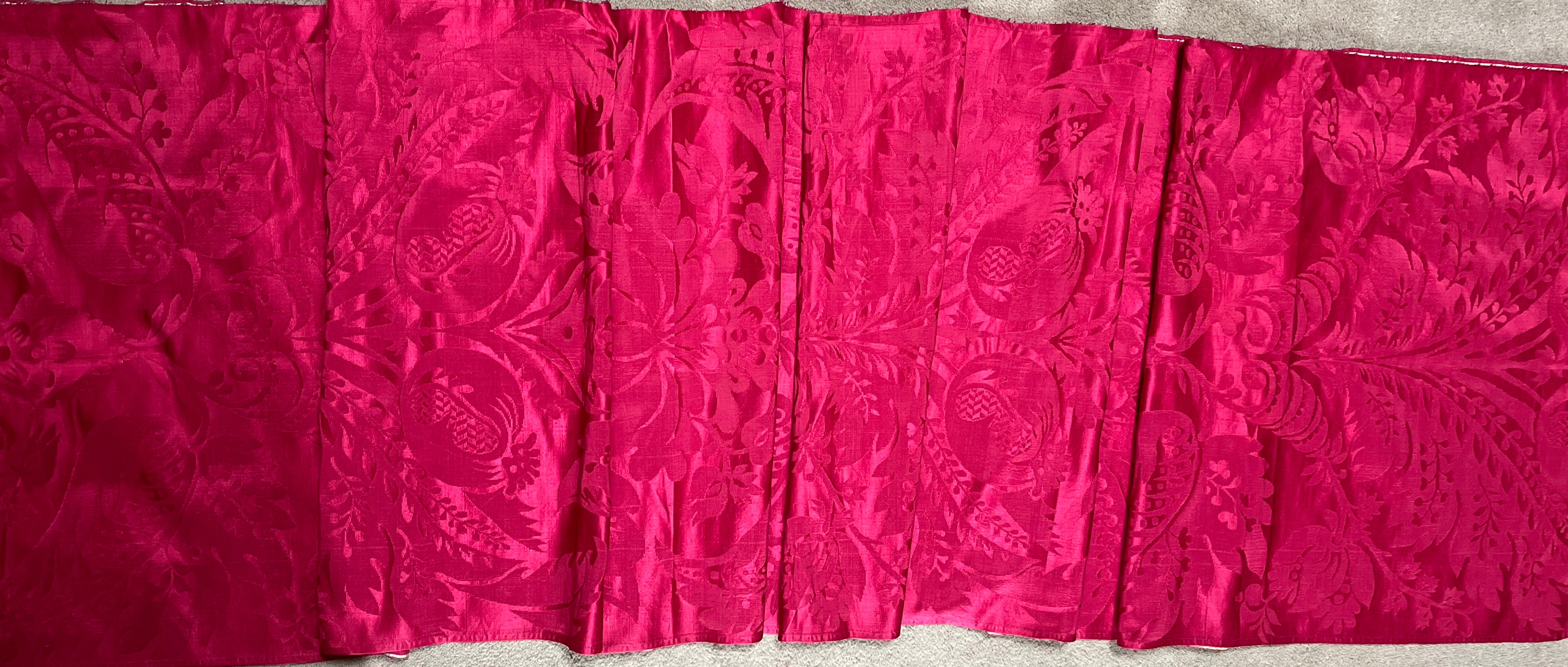 Antique French Silk Damask Pomegrantes