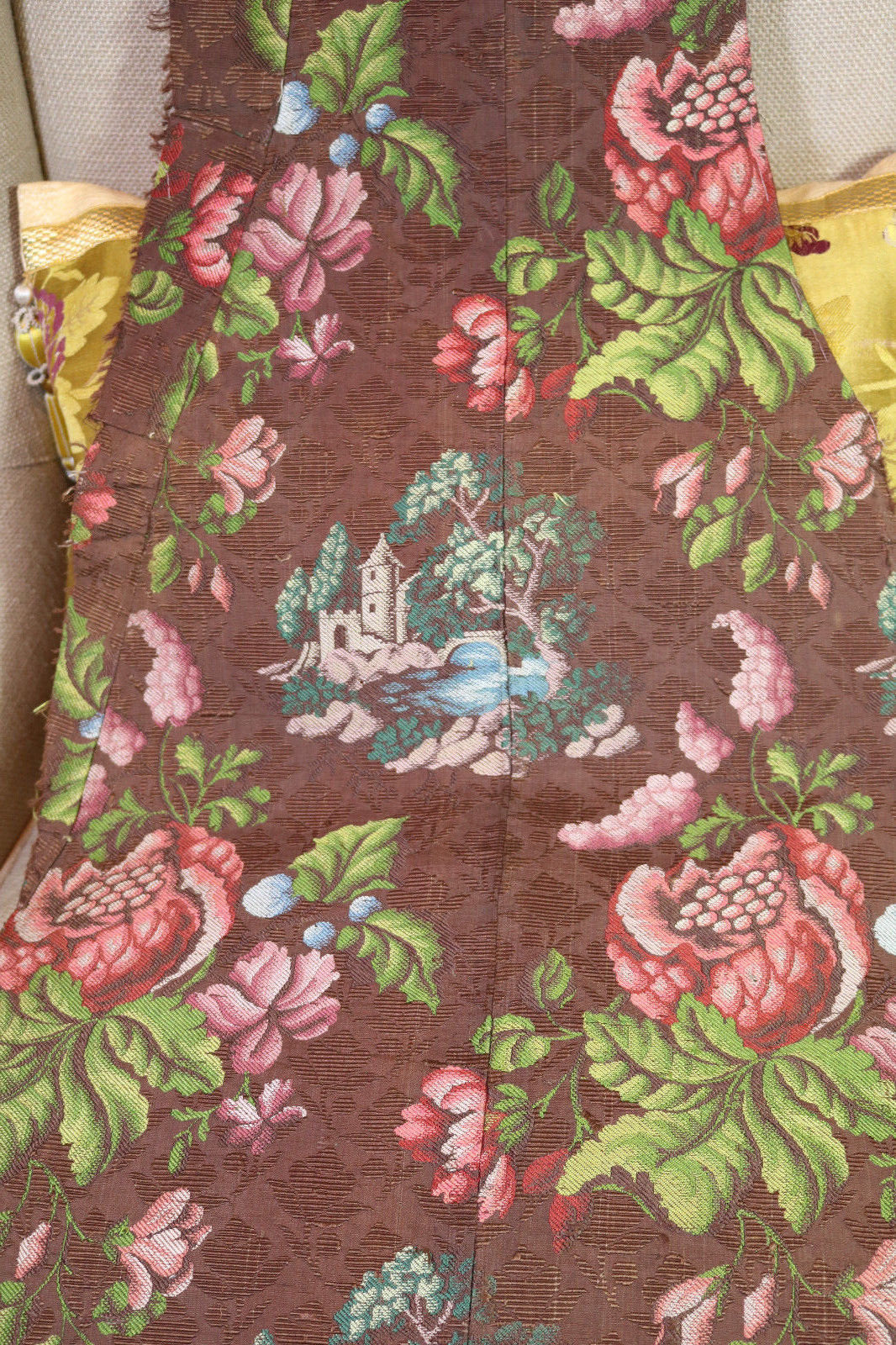 Spitalfields Silk Fabric Antique  Brocade 18th Century Huguenot Woven Museum Deaccessment Panel