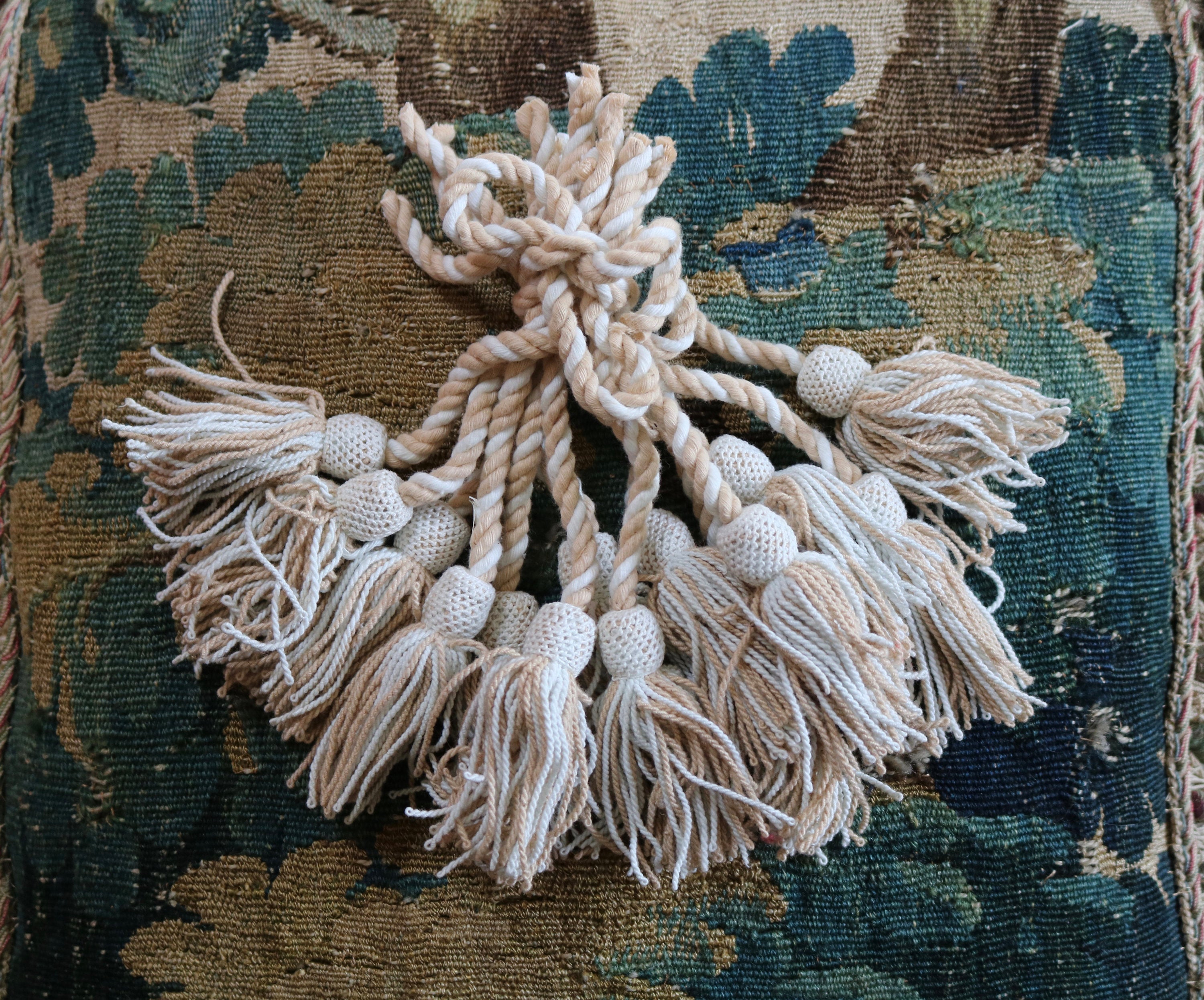 Antique French Tassels Linen and Cotton PAIR