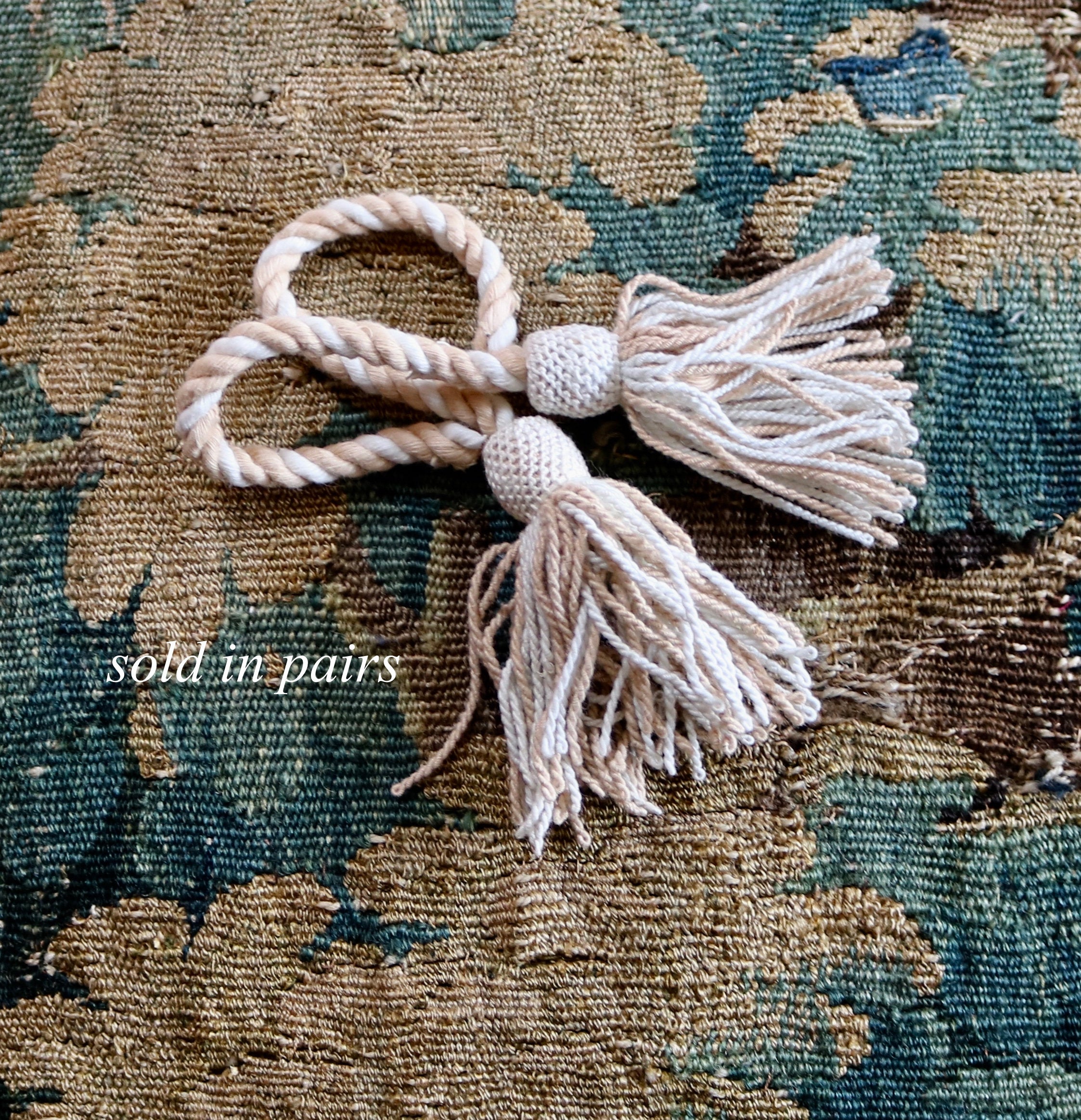 Antique French Tassels Linen and Cotton PAIR