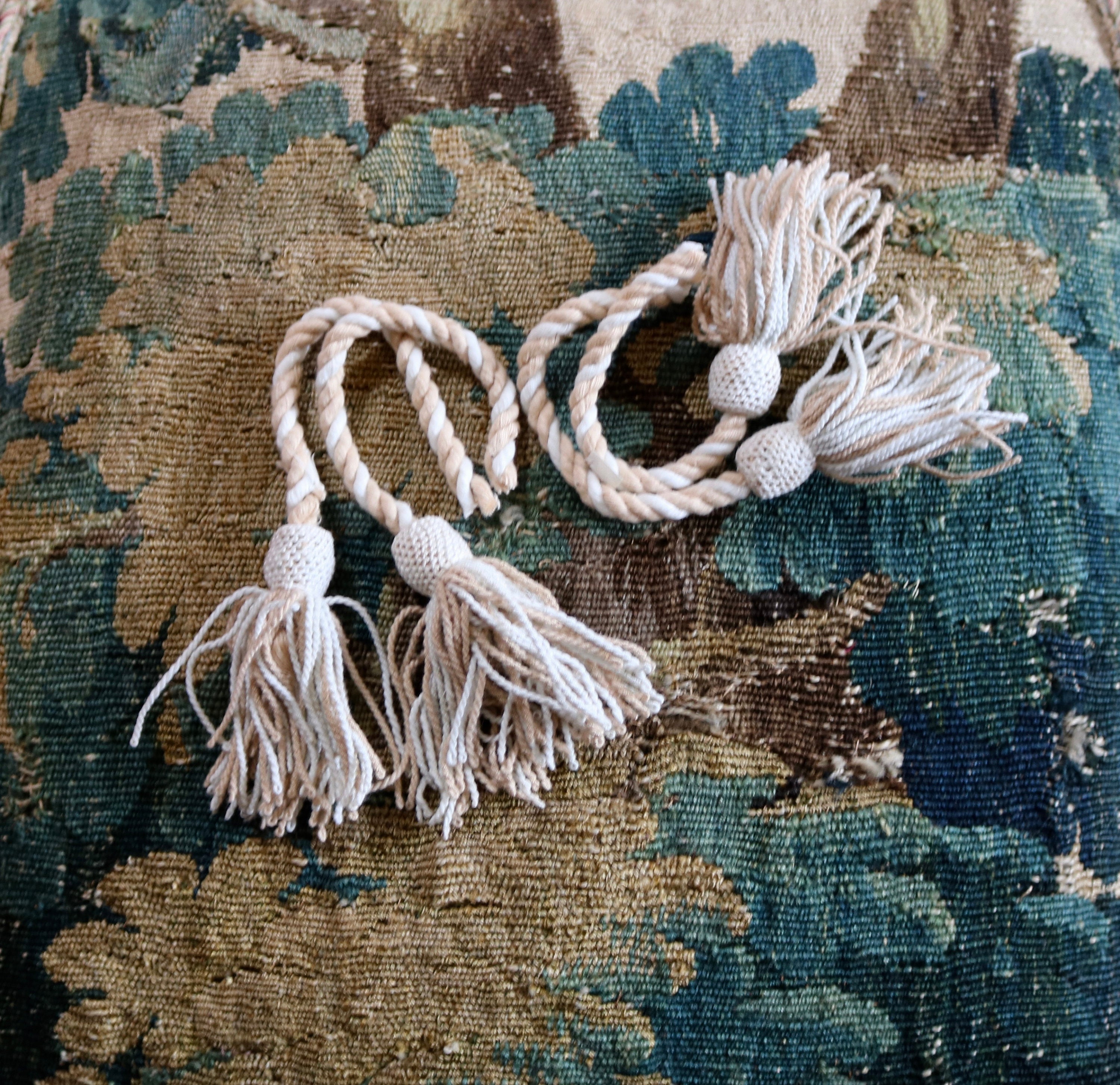 Antique French Tassels Linen and Cotton PAIR