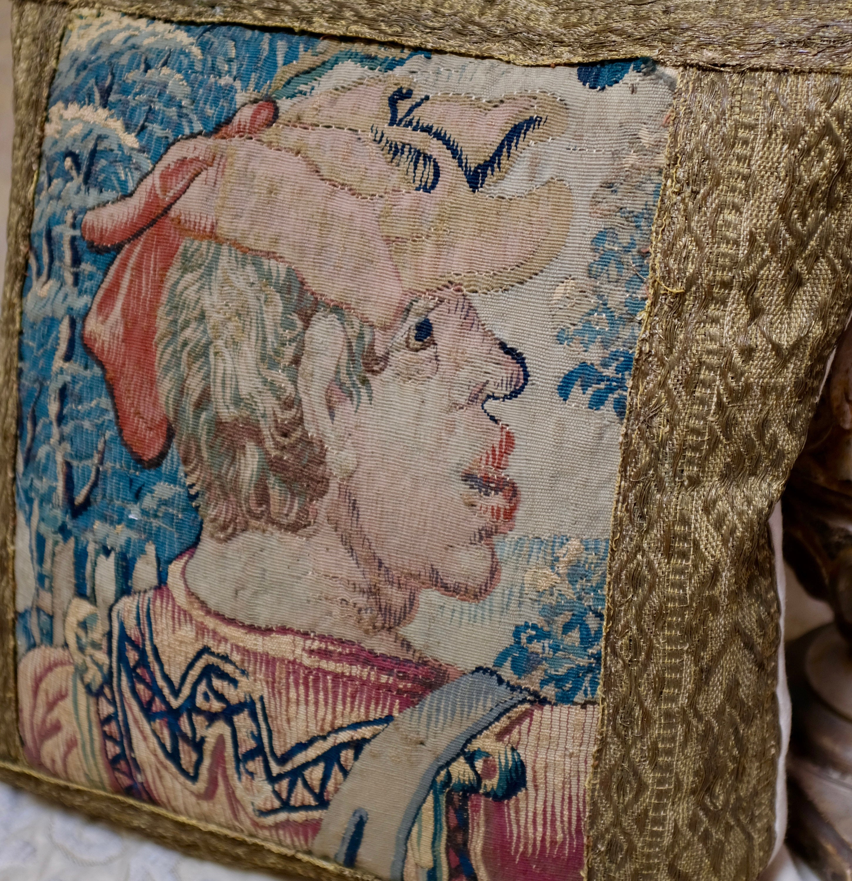 ON HOLD FOR SC    Antique Pillow Aubusson Tapestry  16th / 17th Century Flemish